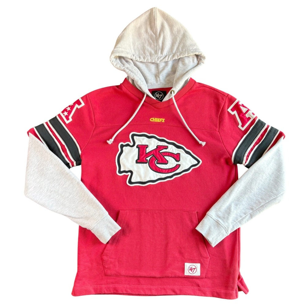 '47 Brand Mens Cotton Blend Hoodie KC Chiefs NFL Gameday Medium Red Grey